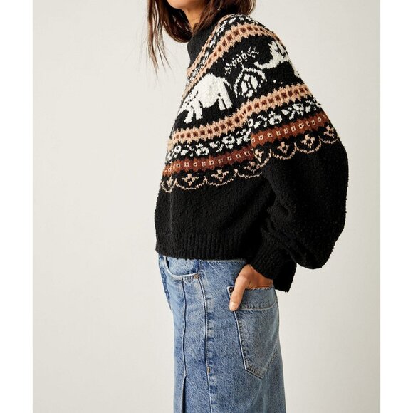 Free People Sweater NWT Nellie sweater women's chunky knit oversized black - Picture 4 of 15